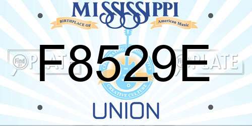 F8529E Mississippi License Plate