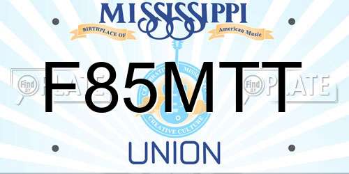 F85MTT Mississippi License Plate