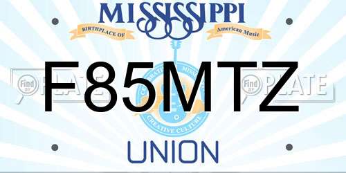 F85MTZ Mississippi License Plate