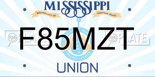 F85MZT Mississippi License Plate