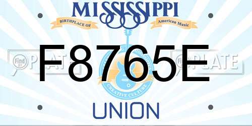 F8765E Mississippi License Plate
