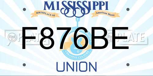 F876BE Mississippi License Plate