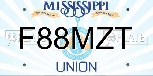 F88MZT Mississippi License Plate