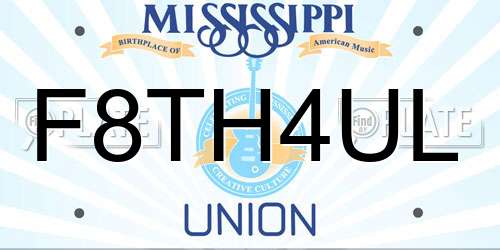 F8TH4UL Mississippi License Plate