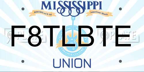 F8TLBTE Mississippi License Plate