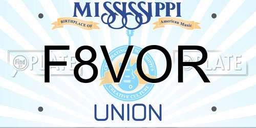 F8VOR Mississippi License Plate