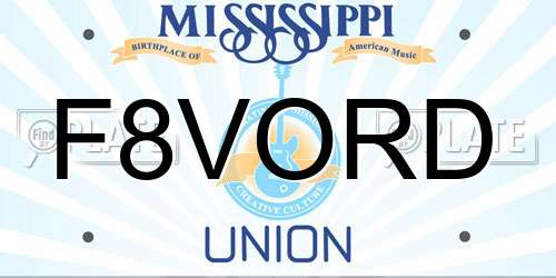 F8VORD Mississippi License Plate