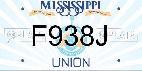 F938J Mississippi License Plate