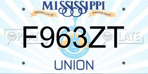 F963ZT Mississippi License Plate