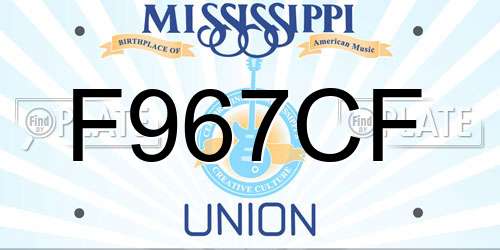 F967CF Mississippi License Plate