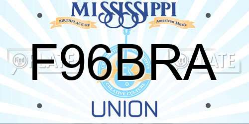 F96BRA Mississippi License Plate