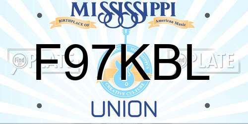 F97KBL Mississippi License Plate