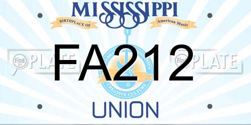 FA212 Mississippi License Plate