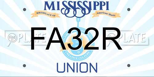 FA32R Mississippi License Plate