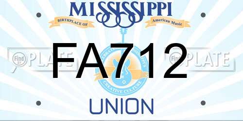 FA712 Mississippi License Plate