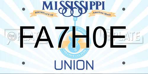 FA7H0E Mississippi License Plate