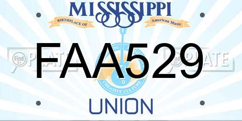 FAA529 Mississippi License Plate