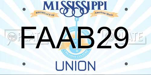 FAAB29 Mississippi License Plate