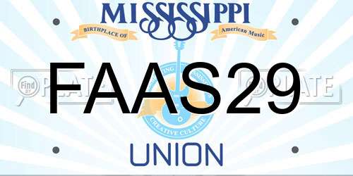 FAAS29 Mississippi License Plate