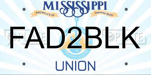 FAD2BLK Mississippi License Plate
