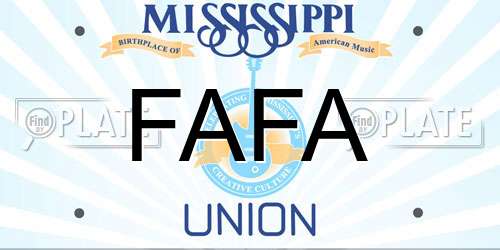 FAFA Mississippi License Plate