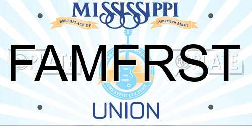 FAMFRST Mississippi License Plate