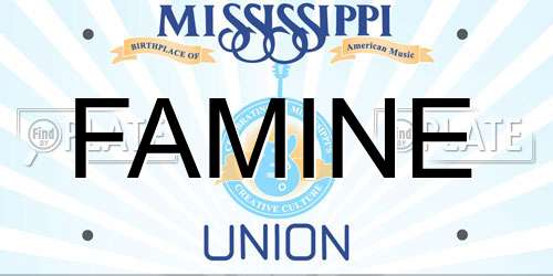 FAMINE Mississippi License Plate