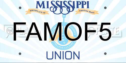 FAMOF5 Mississippi License Plate