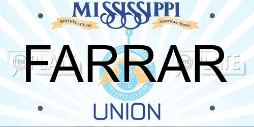 FARRAR Mississippi License Plate