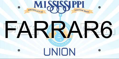 FARRAR6 Mississippi License Plate