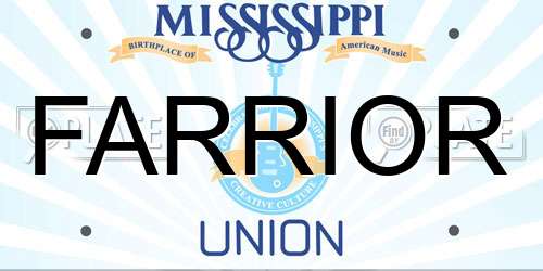 FARRIOR Mississippi License Plate