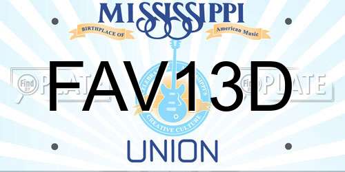 FAV13D Mississippi License Plate
