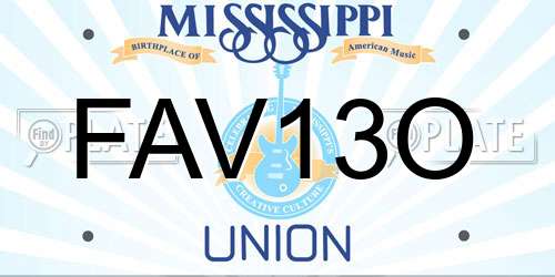 FAV13O Mississippi License Plate