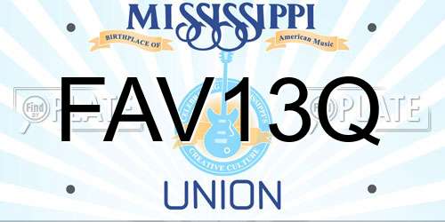 FAV13Q Mississippi License Plate