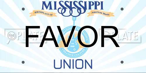 FAVOR Mississippi License Plate