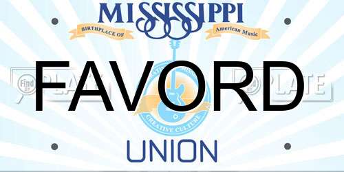 FAVORD Mississippi License Plate