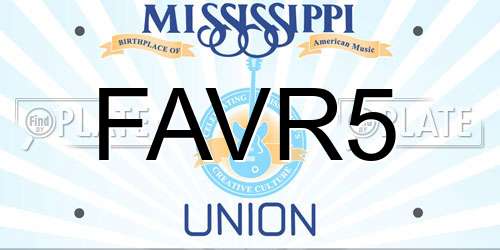 FAVR5 Mississippi License Plate