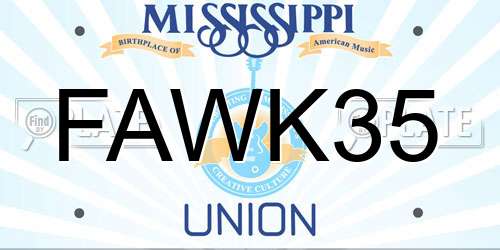 FAWK35 Mississippi License Plate