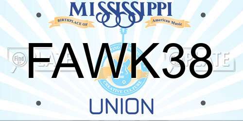 FAWK38 Mississippi License Plate