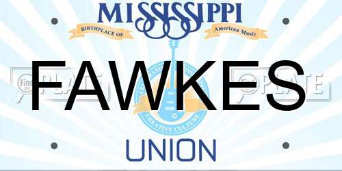 FAWKES Mississippi License Plate