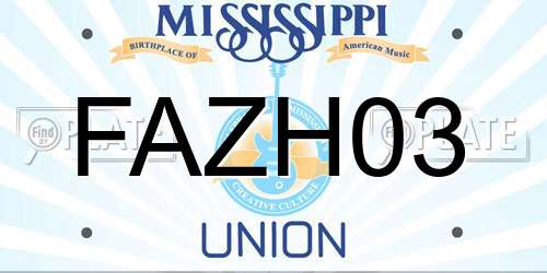 FAZH03 Mississippi License Plate