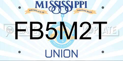 FB5M2T Mississippi License Plate