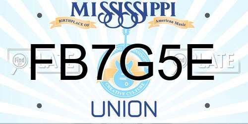 FB7G5E Mississippi License Plate