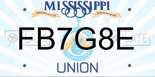 FB7G8E Mississippi License Plate