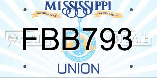 FBB793 Mississippi License Plate