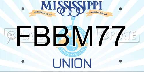 FBBM77 Mississippi License Plate