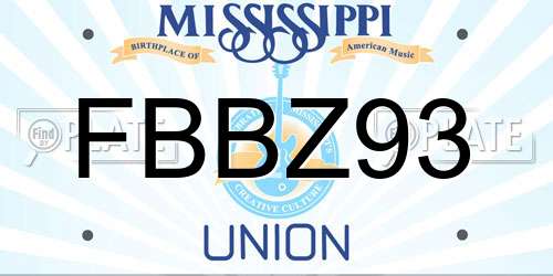 FBBZ93 Mississippi License Plate