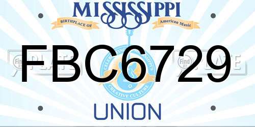 FBC6729 Mississippi License Plate