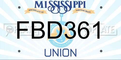 FBD361 Mississippi License Plate
