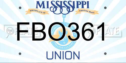 FBO361 Mississippi License Plate